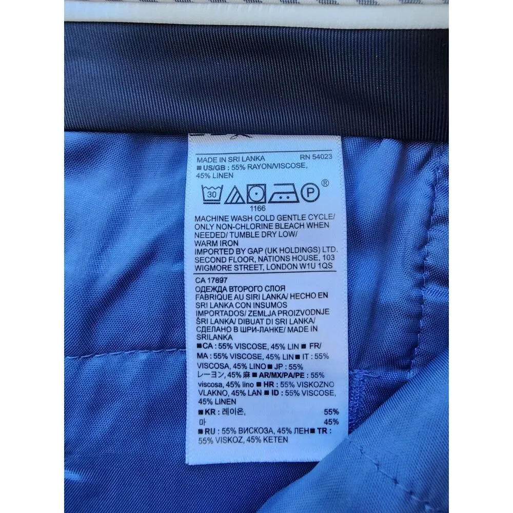 Banana Republic Womens 2 Avery Rayon Linen Blend Blue Tailored Pants Office